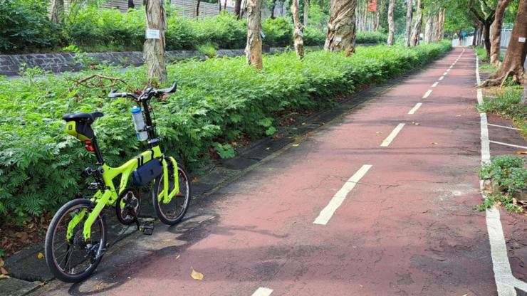 A bicycle on a cycle track